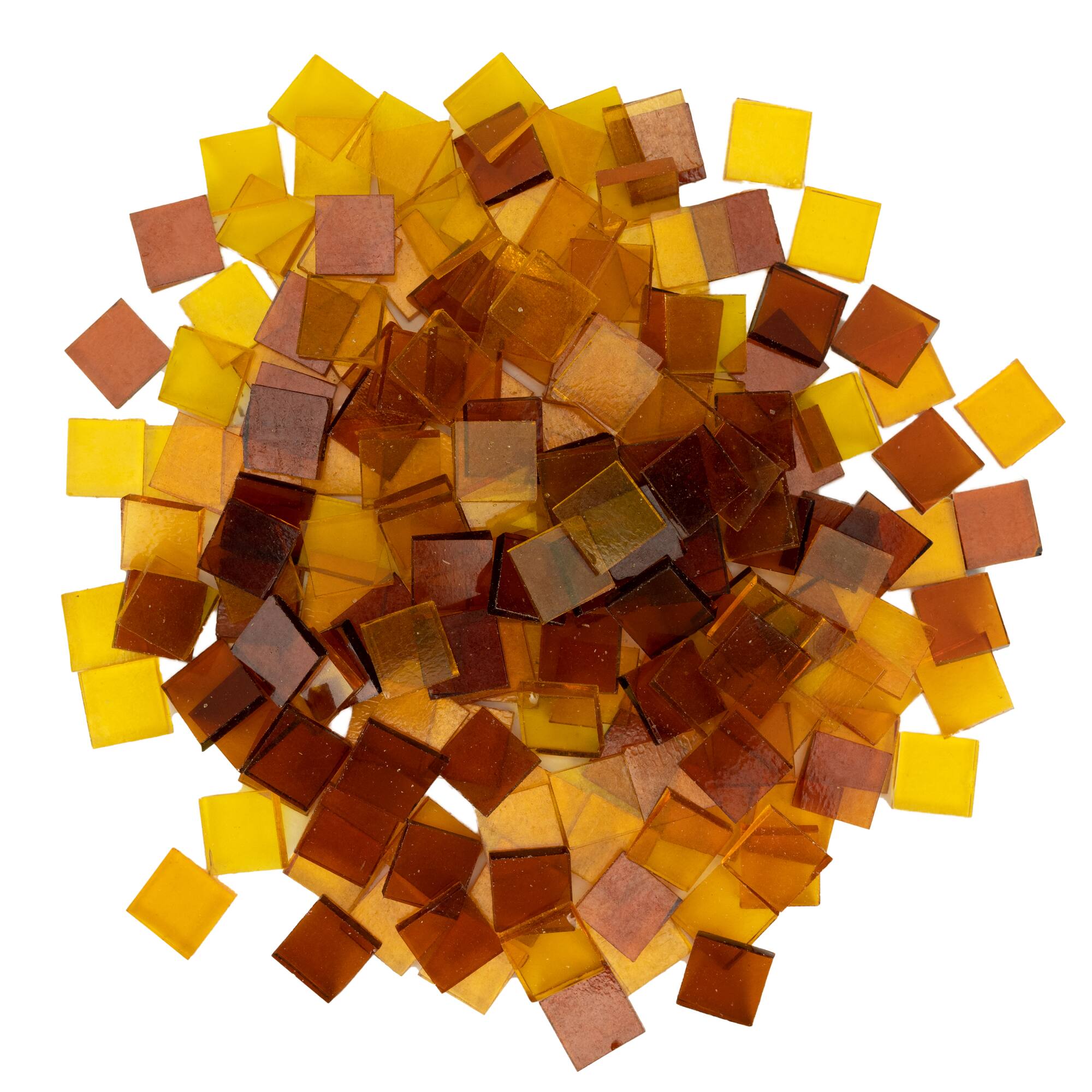 Small Amber Mosaic Stained Glass Squares, 8oz.